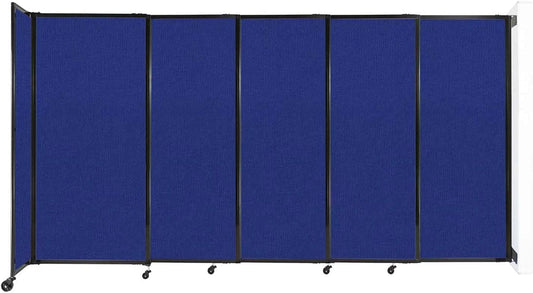 Wall-Mounted Sliding StraightWall Room Divider | Adjustable Widths | Locking Wheels | Room Separator | Up to 11'3" Wide x 6' Tall Royal Blue Fabric Panels