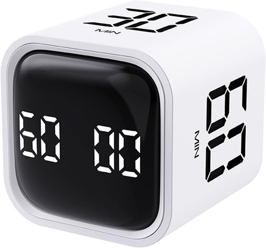 Rotating Pomodoro Timer 5,10,30, 60 Minutes Preset,Desk Productivity Flip Timer, Visual Cube Countdown Stopwatch,Custom Modes/Vibration/High/Low Volume,ADHD Timers, for Study, Work, School, Kitchen
