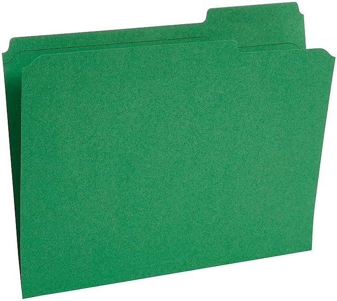 Staples 508960 Colored File Folders w/Reinforced Tabs Letter 3 Tab Green 100/Box
