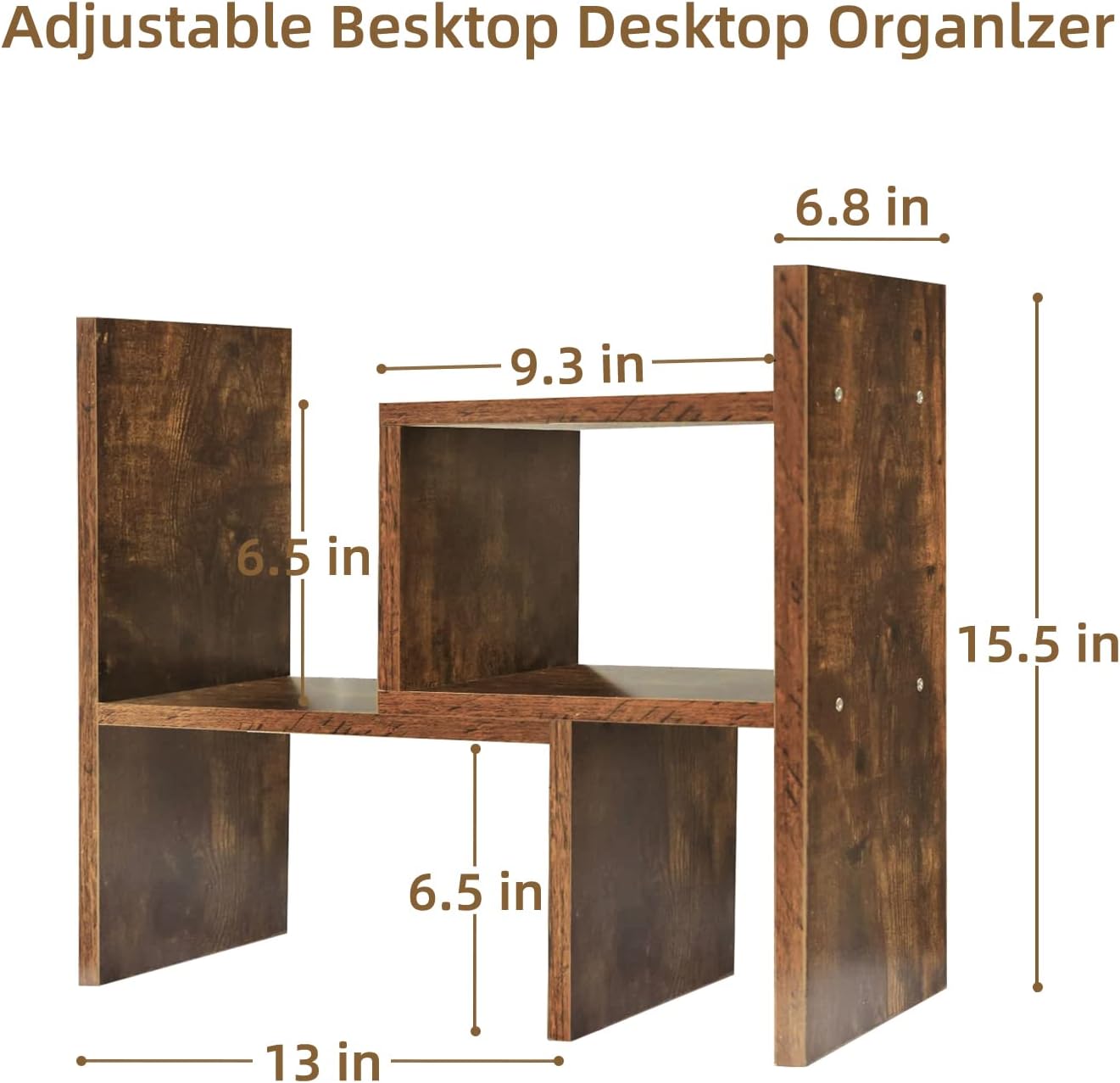 TY ARTS & CULTURE - Expandable Wood Desktop Storage Organizer Multipurpose Desk Bookshelf Display Shelf Rack Counter Top Bookcase for Office Home | Natural Brown