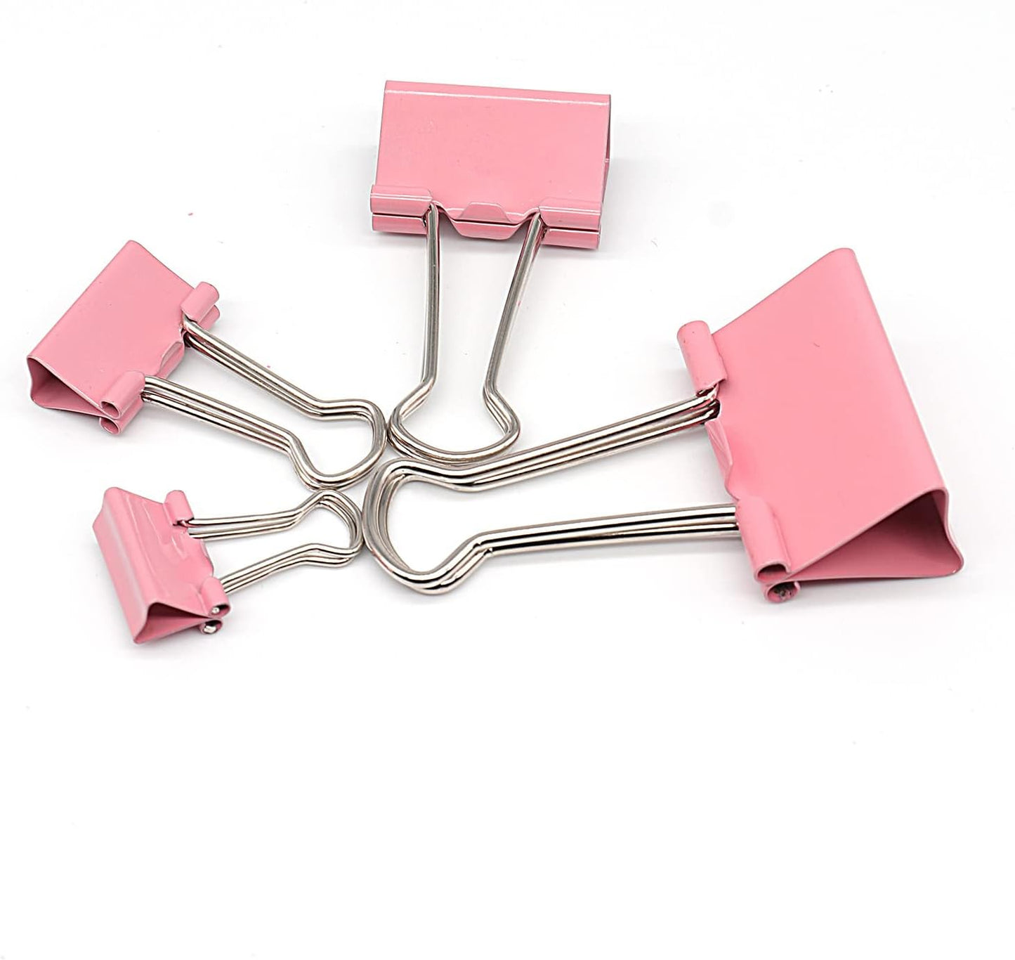 Binder Clip Paper Clamps, Assorted Sizes (Mini, Small, Medium, Large), 100 Pcs Clips for Office School Supplies (Pink)