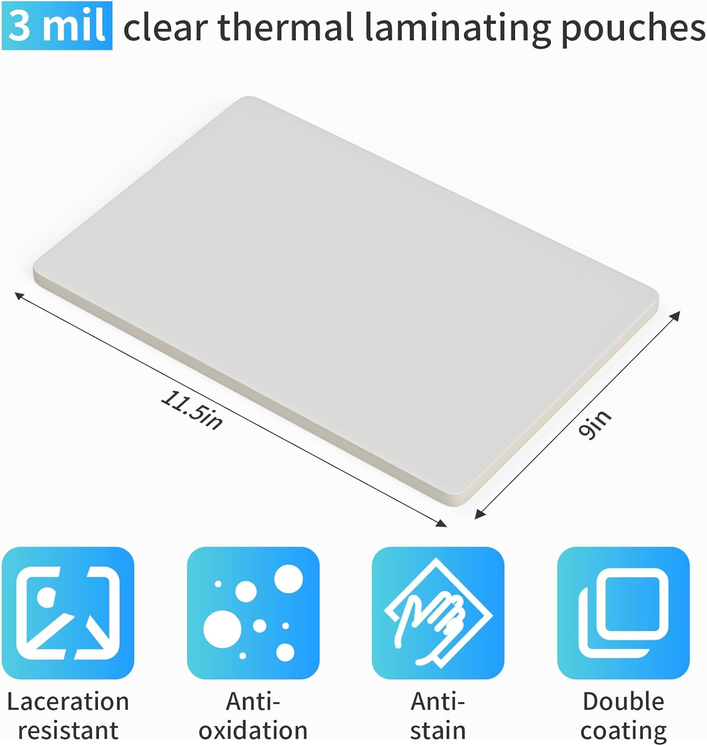 Laminating Sheets, (3 Mil) 500 Pack Thermal Laminating Pouches Holds 8.5 x 11 Inch,3 Mil Clear Laminator Paper 9 x 11.5 Inch, Letter Size, for Education,Documents, Certificate