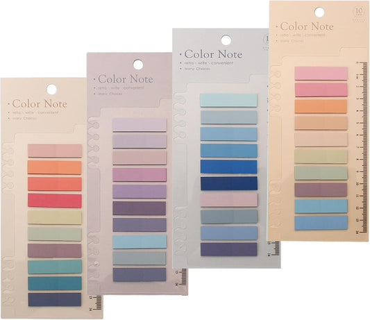 Potanro 800 Pcs Sticky Index Tabs, 4 Sheets Strip Index Tabs, Writable Page Sticky Notes with Ruler for Page Marking Classify File