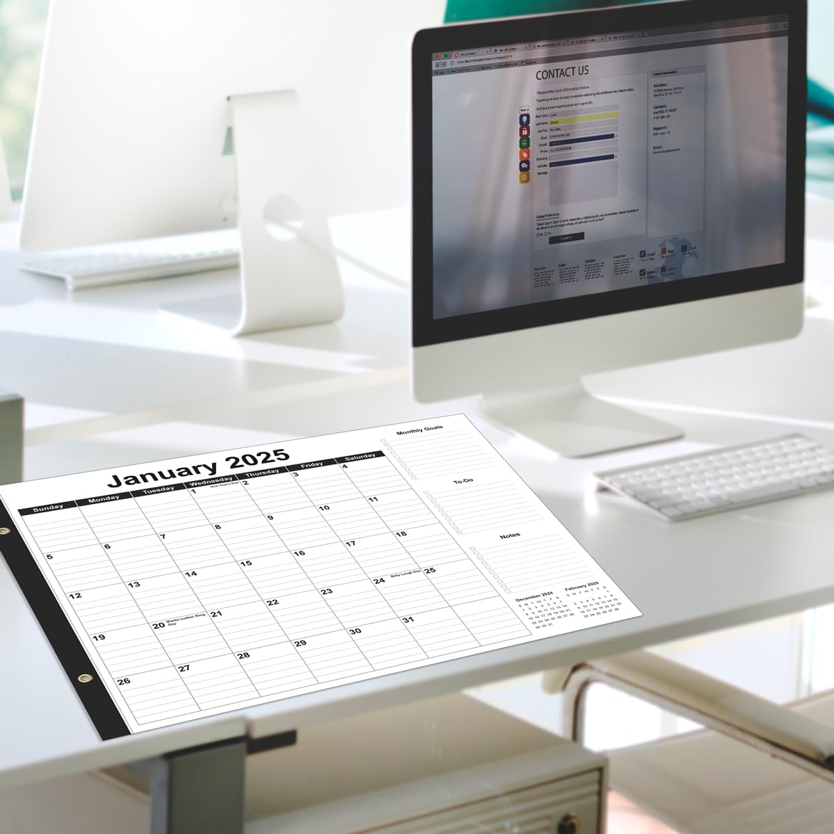 Large Desk Calendar 2025-2026 - 22" x 17" Desk Calendar from April 2025 - June 2026, Desktop Pad Calendar Perfect for Planning and Organizing In Your Home, School or Office, Black