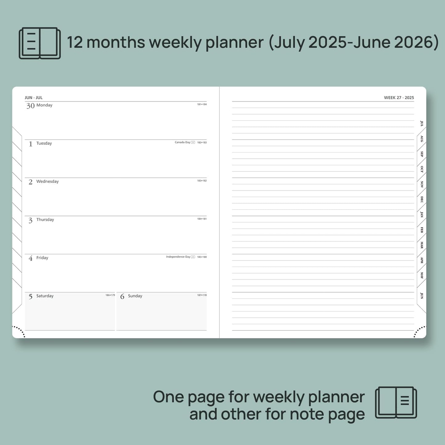 POPRUN Planner 2025-2026 Weekly Notebook (Large 8.5''x 10.5'') Academic Calendar (JUL.25 - JUN.26) Appointment Book with Monthly Tabs, Leather Soft Cover, Inner Pocket, 100 GSM - Claret