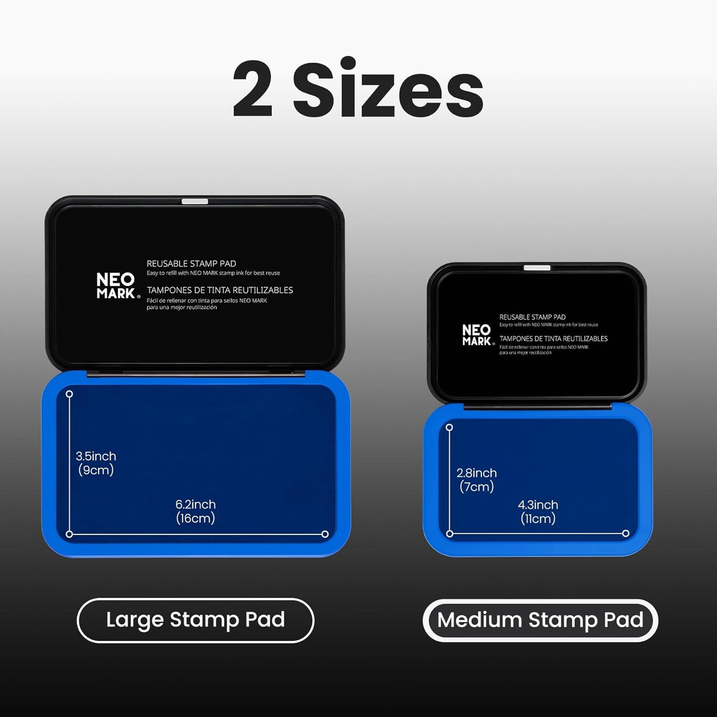 Medium Stamp Pad Kit (1oz Ink Included)-2.8"x 4.4", Magnetic Lid, Premium Quality Felt Stamp Pad (Blue)