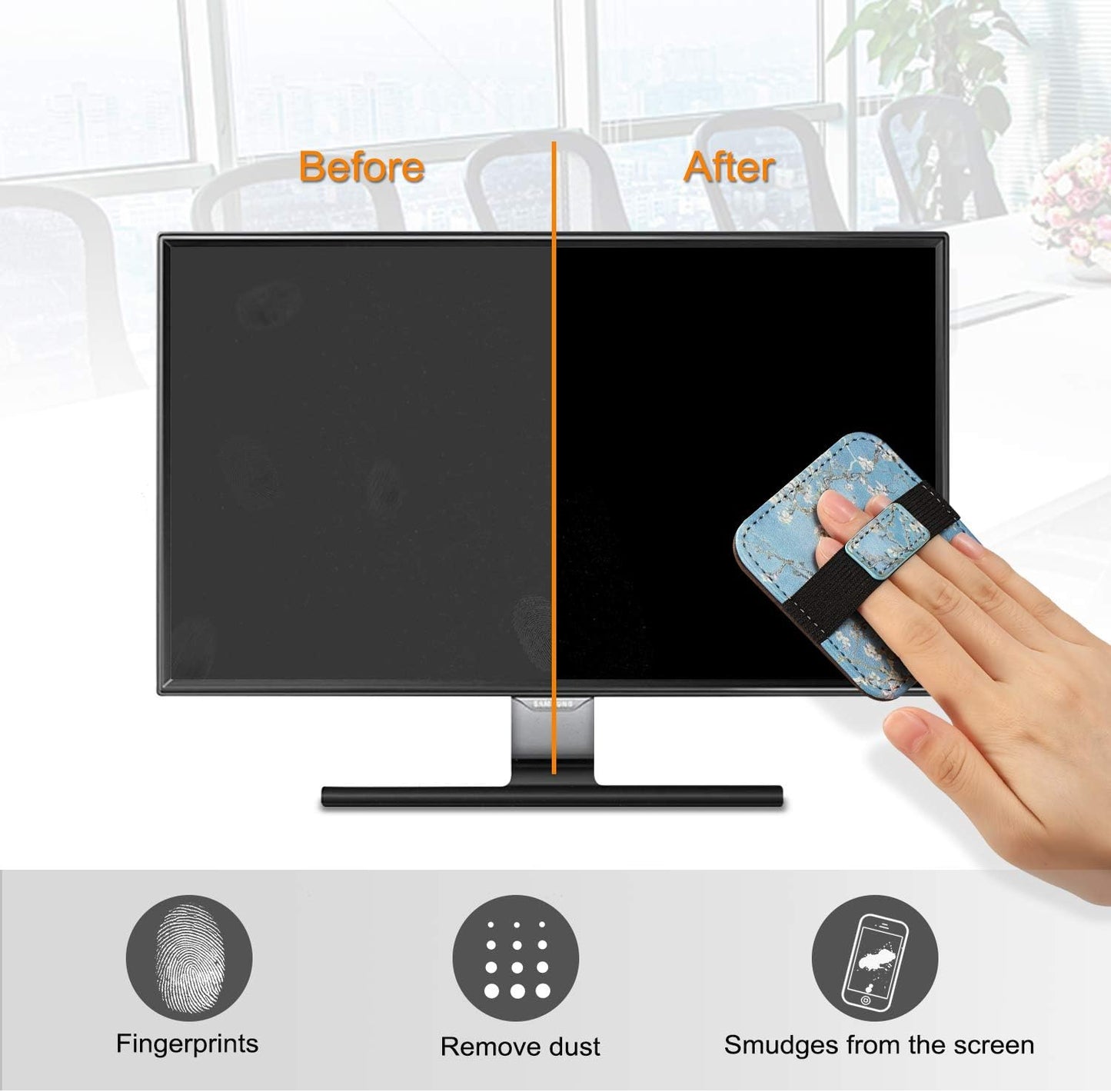 Fintie Screen Cleaning Pad, [4 Pack] Soft Cloth Wipes Screen Cleaner with Elastic Strap for iPad, iPhone, MacBook, Tablets, Laptop (Blossom)