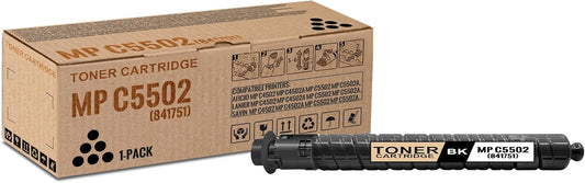 1 Pack MP C5502 Black Toner Cartridge | Replacement for Ricoh MP C5502 Work with Aficio MP C4502 C4502A C5502 C5502A LANIER MP C4502 C4502A C5502 C5502A SAVIN MP C4502 C4502A C5502 C5502A | 841751