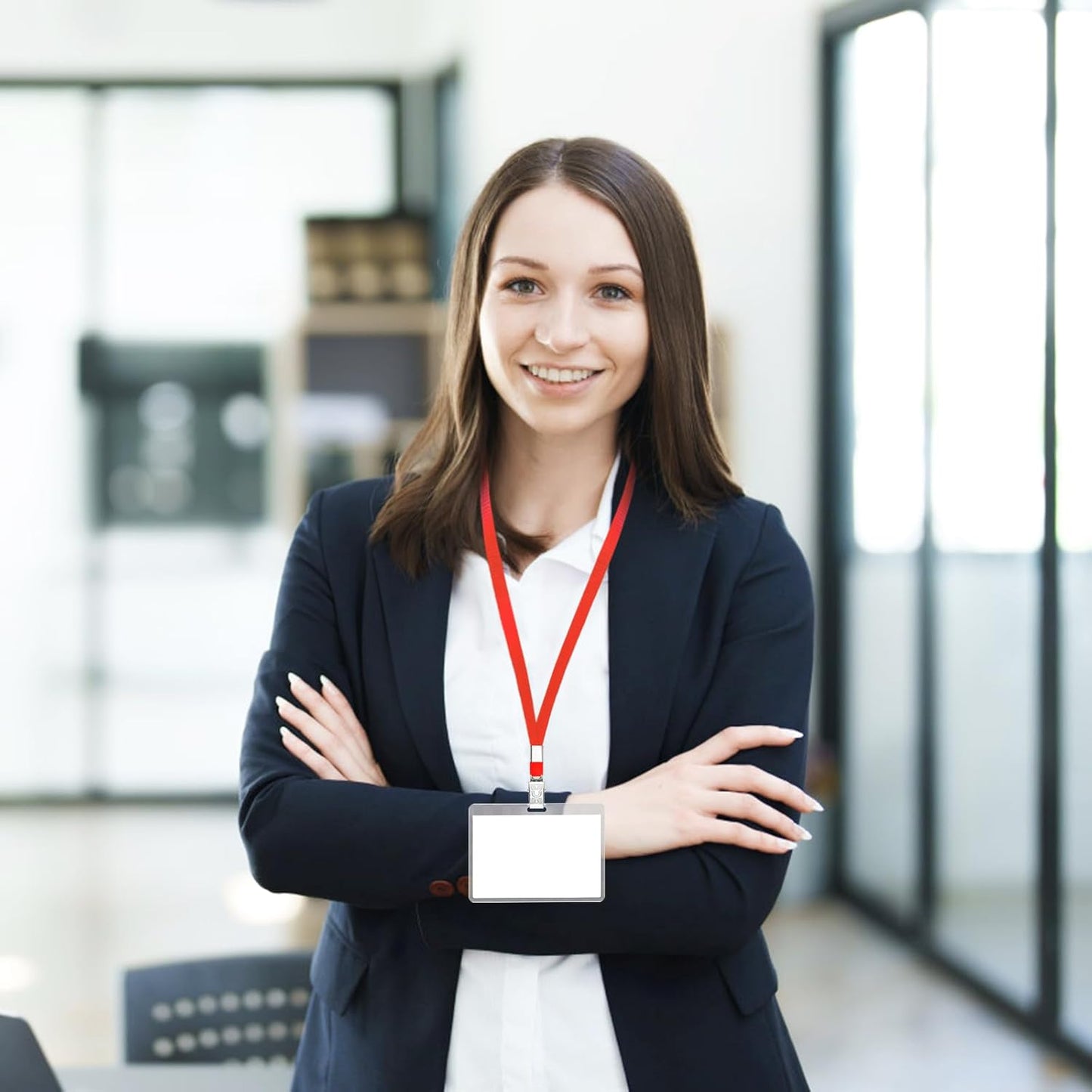 Lanyards for Id Badges,100 Packs Lanyard Bulk with Flat Badge for Name Tag Lanyard ID Holder