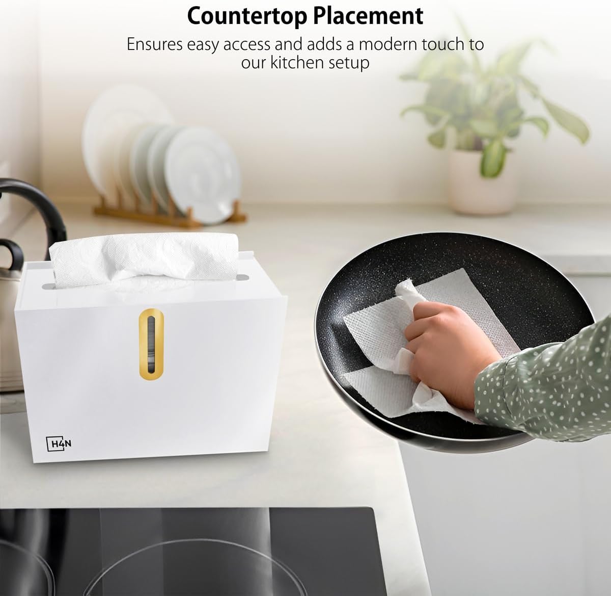 H4N Multifold Hand Paper Towel Dispenser Countertop, Compact Design, Single Sheet Dispensing for Home and Commercial Use, White