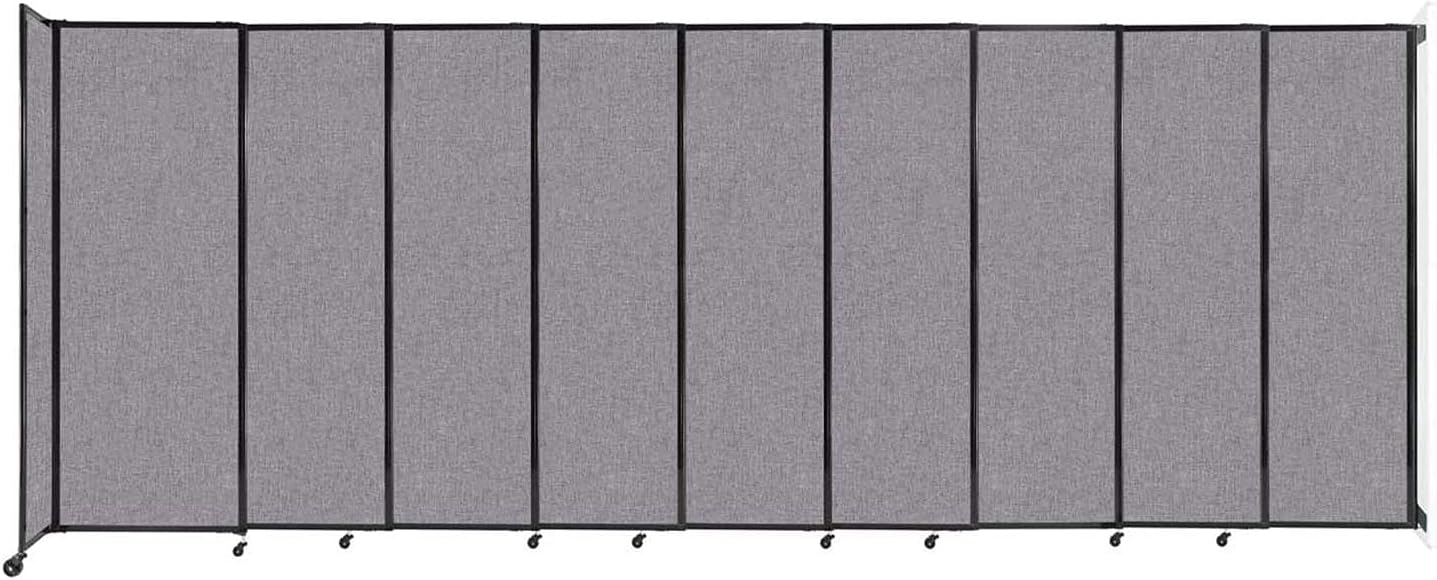 Wall-Mounted Sliding StraightWall Room Divider | Adjustable Widths | Locking Wheels | Room Separator | Up to 19'9" Wide x 7'6" Tall Cloud Gray Fabric Panels