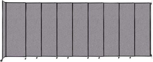 Wall-Mounted Sliding StraightWall Room Divider | Adjustable Widths | Locking Wheels | Room Separator | Up to 19'9" Wide x 7'6" Tall Cloud Gray Fabric Panels