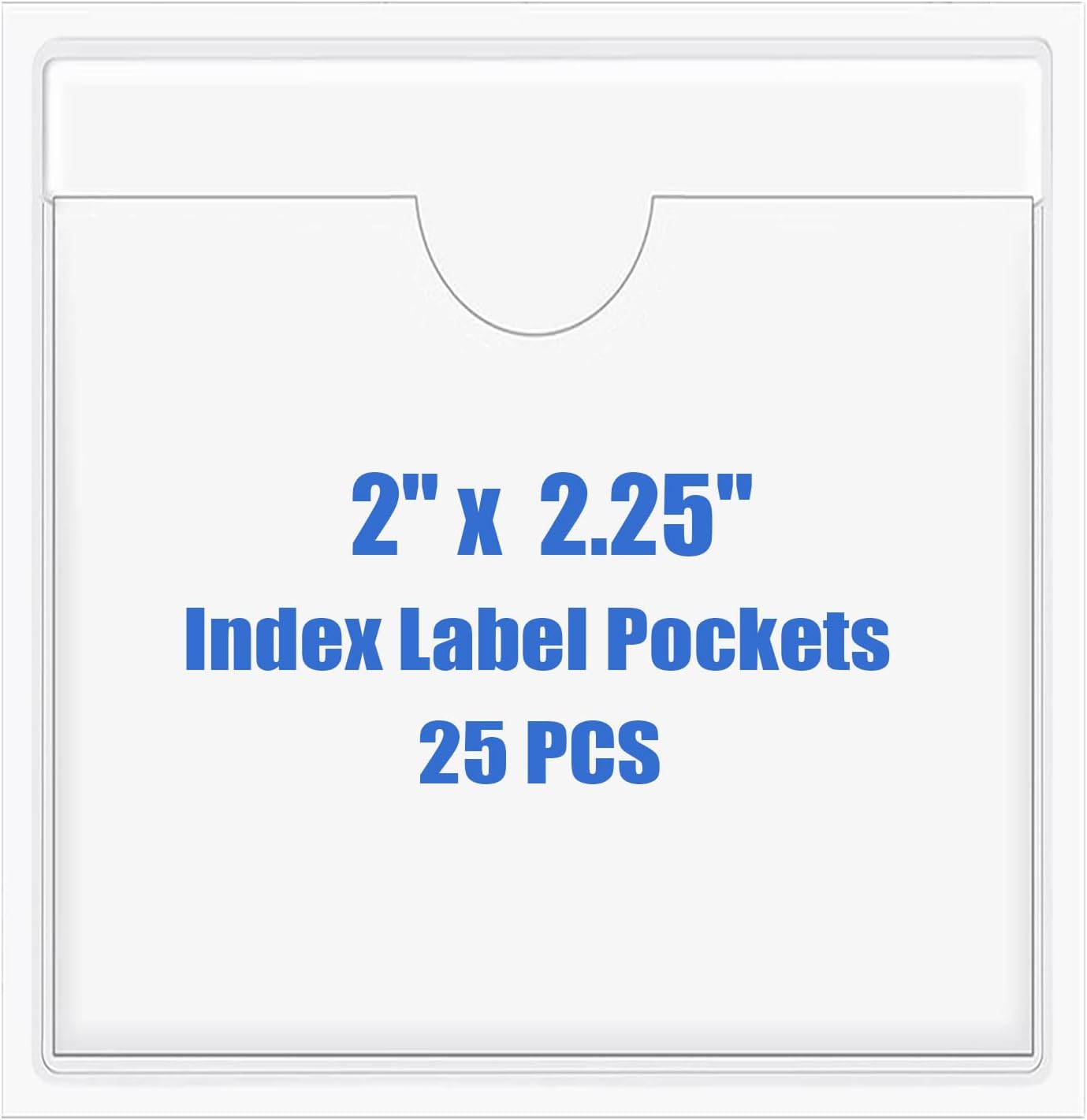 Origin-Joy 25 PCS Self-Adhesive Index Label Pockets, Clear Plastic Peel & Stick Card Holders with Top Open for Loading (2 x 2.25 inch)
