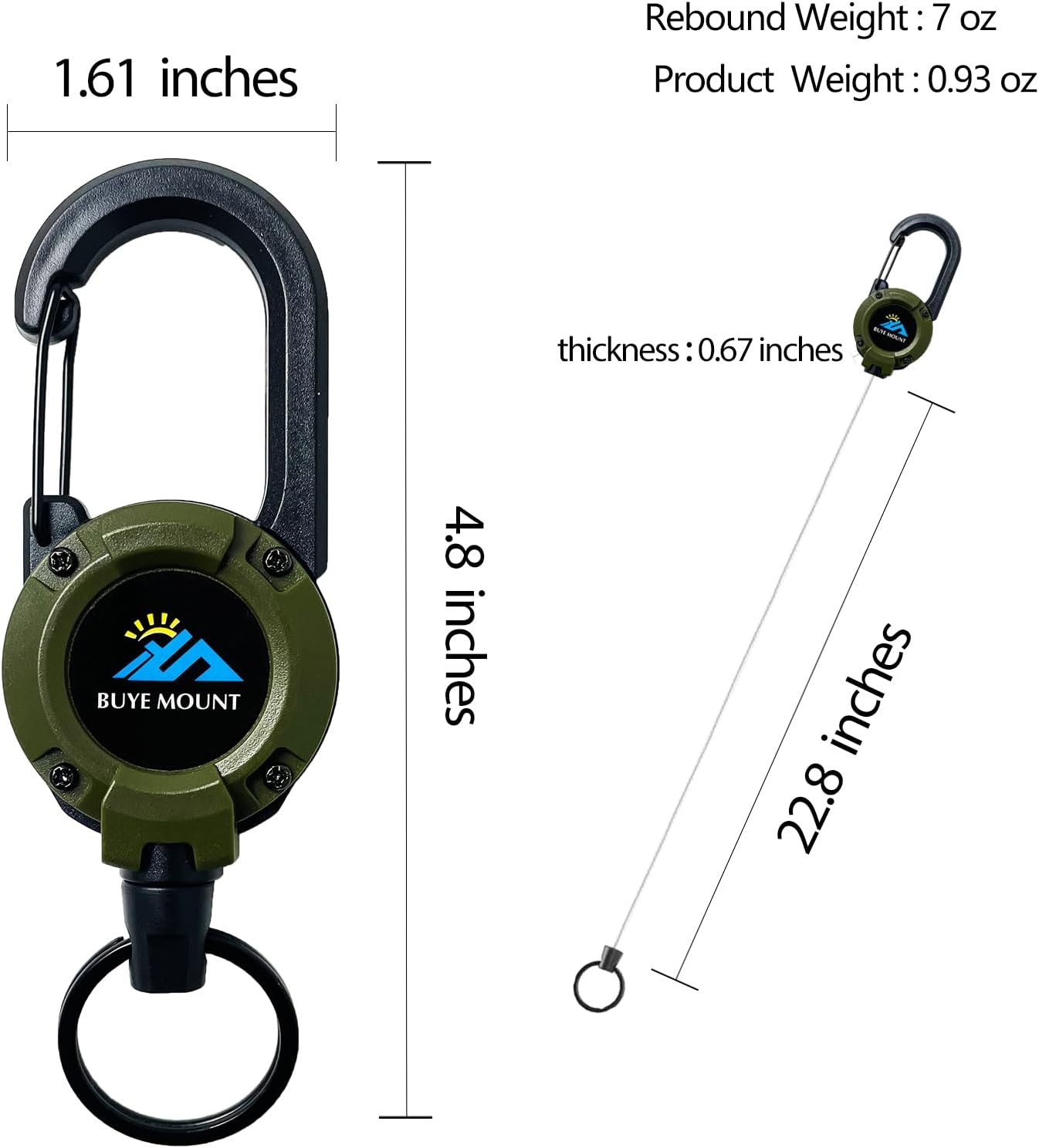 Retractable Keychain Heavy Duty, Multitool Carabiner Badge Holder, Retractable Keychain Clip Id Holder, Upgraded 58cm Stainless Steel Cord, Suitable for Men and Women Green