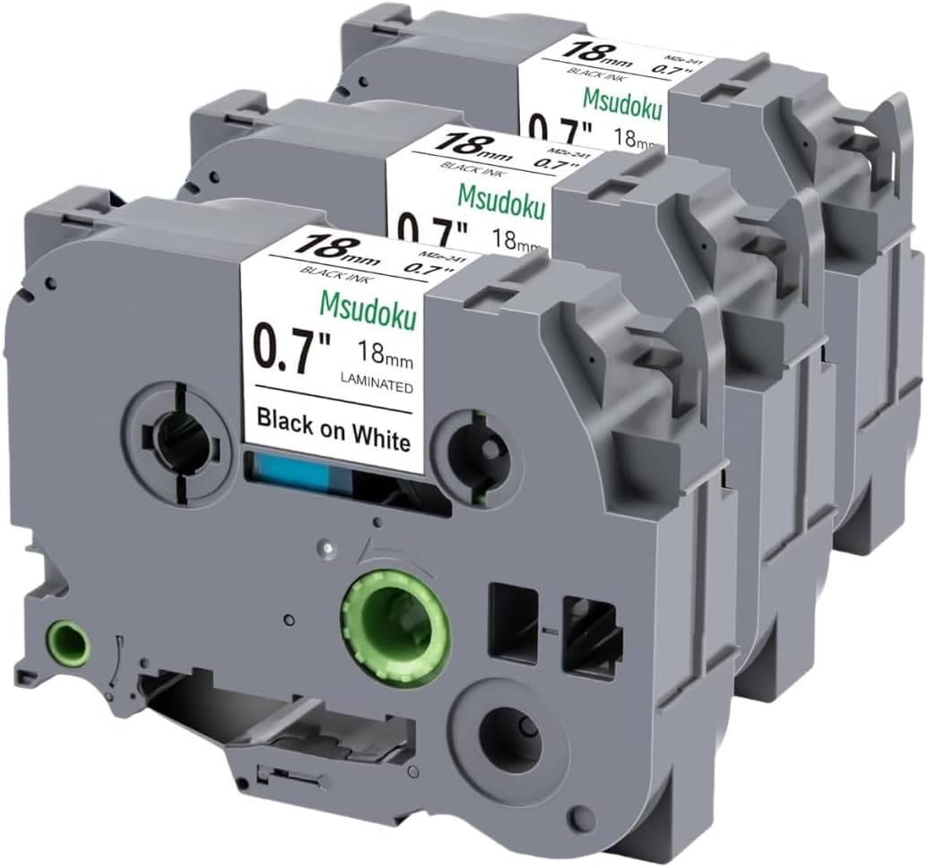 Tz 241 Tze 241 0.7 18mm Laminated White Compatible with Brother P Touch Label Maker Tape TZe-241 TZe241 Label Tape for P Touch PTD400 PTD600 PTD610bt, Black on White, 0.7" X 26.2', 3 Pack