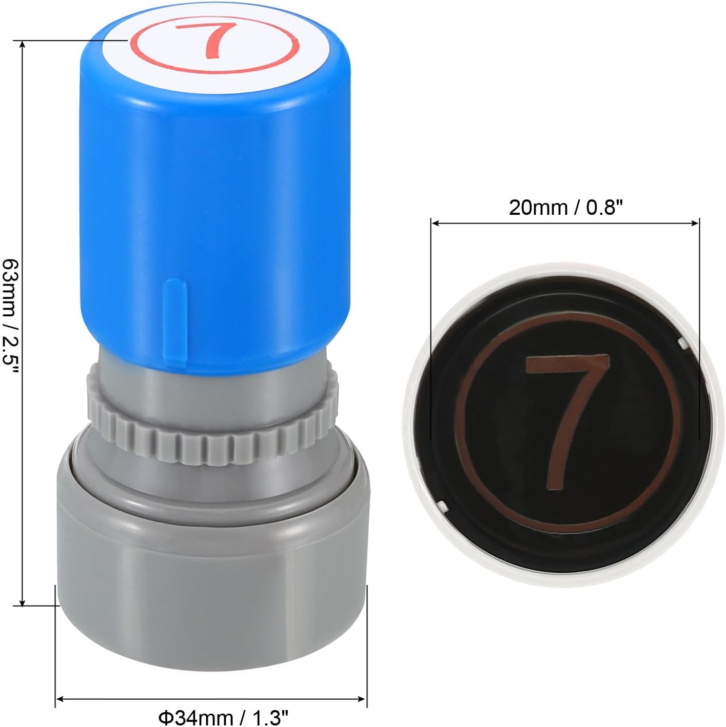 PATIKIL Number Stamps Self Inking, Numeral 7 Number Stamp Teacher Stamp Initial Stamp Ink Stamp for Class Notebook Scrapbooking DIY Craft Style 2, Red Ink