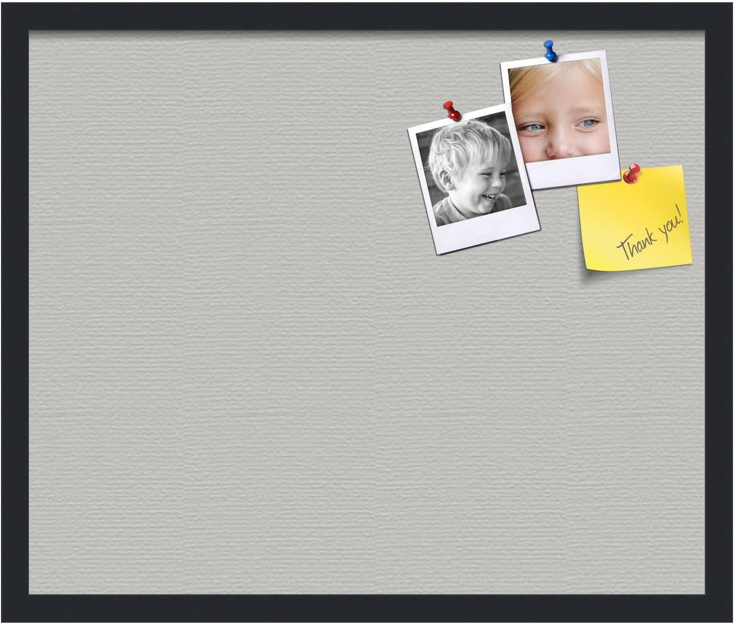 PinPix 24x20 Inch Cork Bulletin Board. This Decorative Framed Pin Board Comes with Light Stone Design and a Satin Black Frame. Ideal for Home Office Decor or Message Board (PinPix-1809)