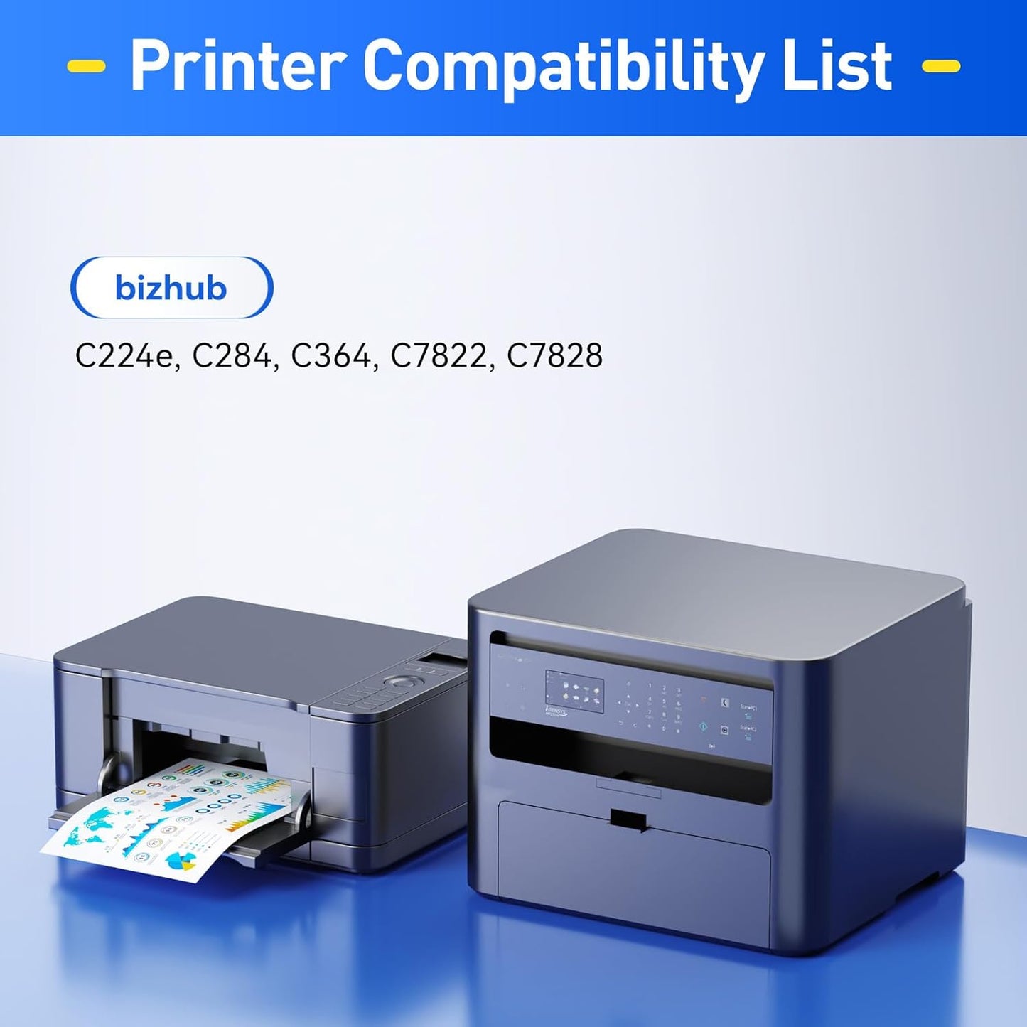 TN321 Toner Cartridge 4-Pack Replacement for TN321K TN321C TN321M TN321Y Toner Compatible with Konica Minolta Bizhub C227 C287 C224 C284 C364 C224e C284e C364e Printers (Black Cyan Magenta Yellow)