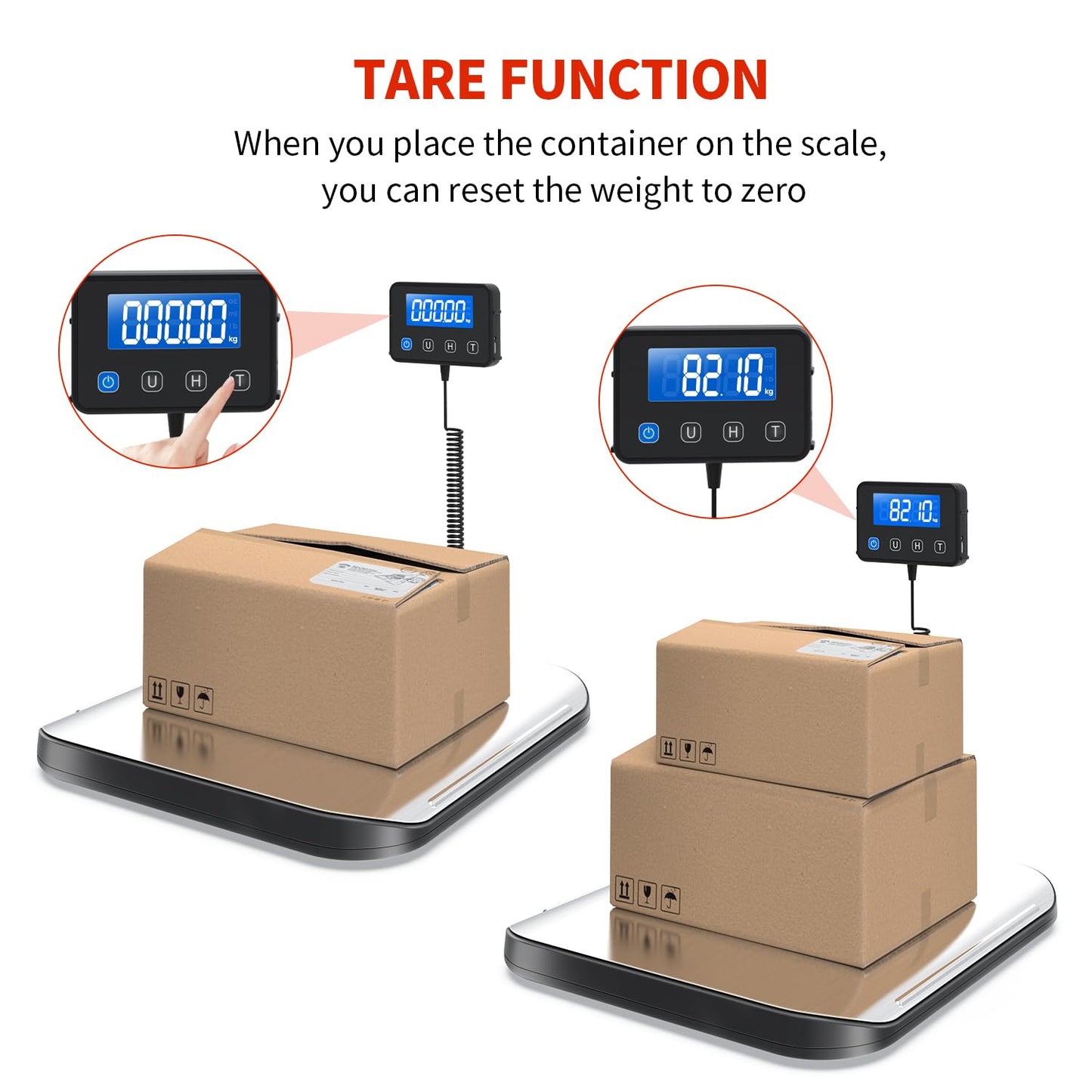 KKZ Shipping Scale, 440 LB Heavy Duty Postal Scale for Packages, Large Mailing Scale for Postage, Industrial, Small Business, Laundry, Warehouse, Stainless Steel