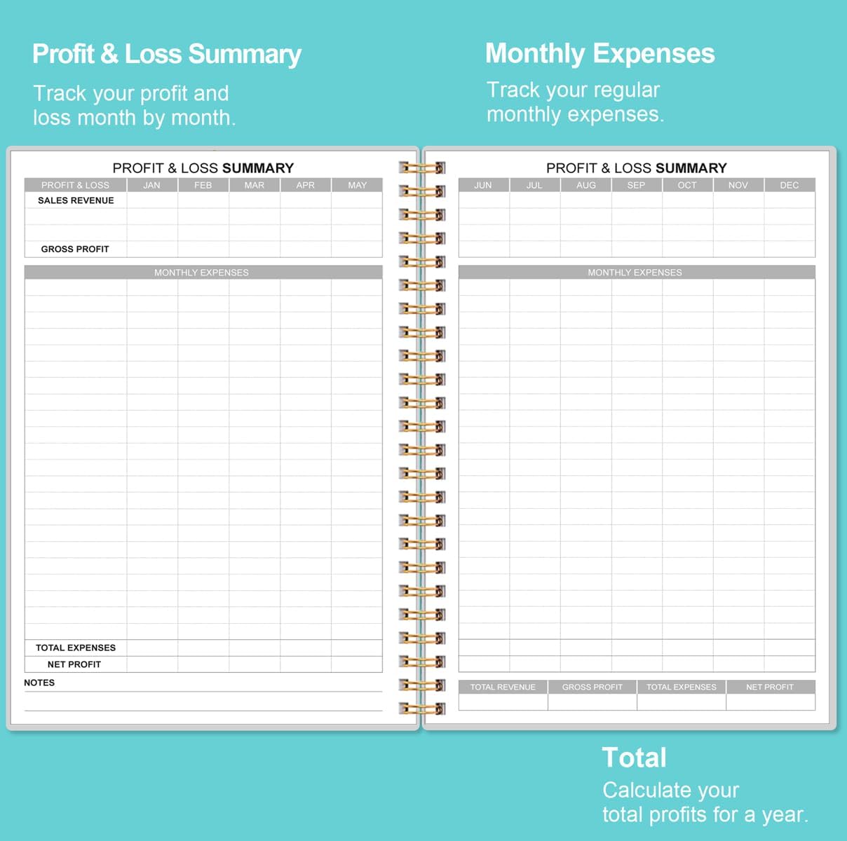 Heveboik Income & Expense Log Book - A5 Income and Expense Tracker for Small Business, Accounting Bookkeeping Tracking for Woman and Man, 5.8" x 8.3", Blue Flower