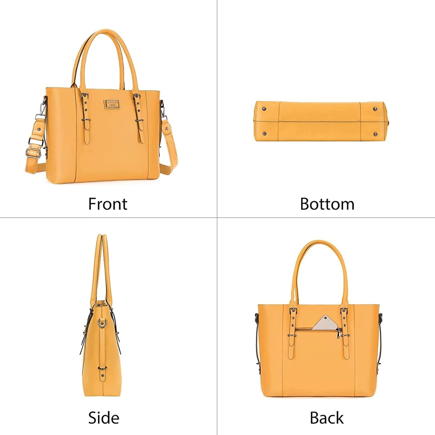 MOSISO PU Leather Laptop Tote Bag for Women, Waterproof Large Capacity Business Work Briefcase Shoulder Laptop Bag