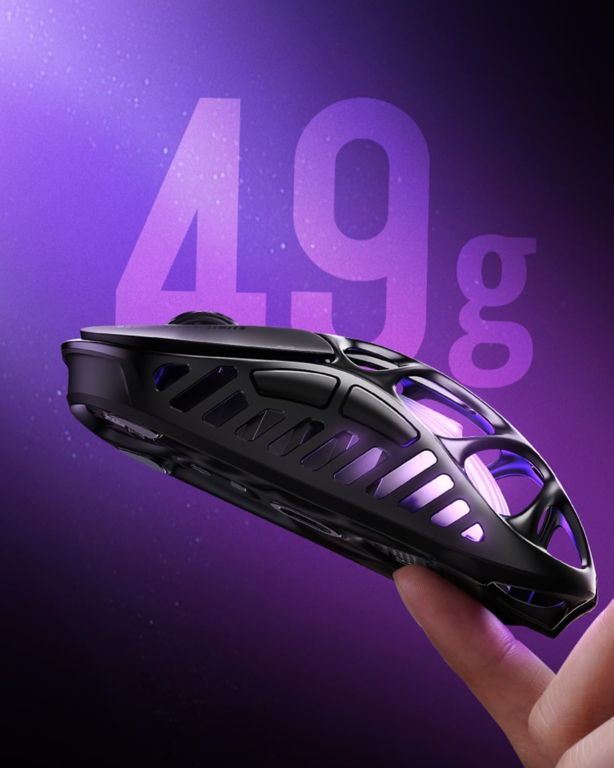 GravaStar Mercury X Wireless Gaming Mouse – 32,000 DPI PAW 3950 Sensor, 1000Hz Polling Rate, Only 49g, Magnesium Alloy Hollow Frame, RGB Lighting, 5 Programmable Buttons