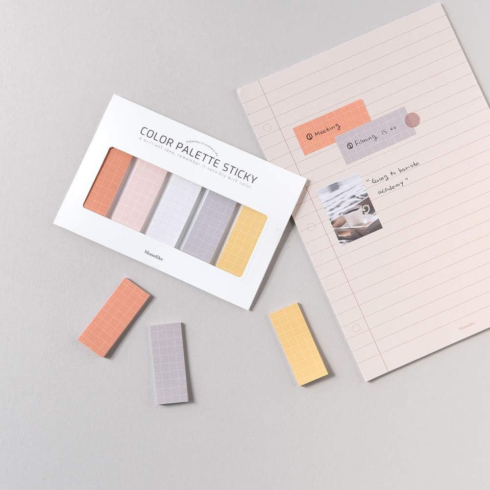 Monolike Color Palette Sticky Grid 500 A Set 4p - Self-Adhesive Memo Pad 30 Sheets