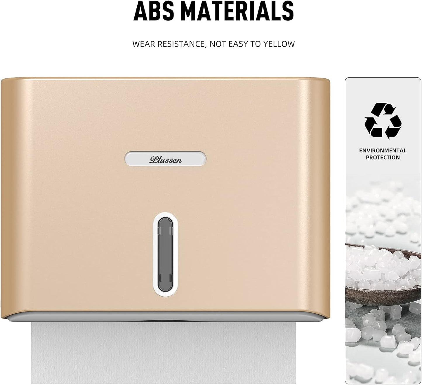 Paper Towel Dispenser Wall Mount, Adhesive No Drilling Multifold Trifold C Fold Commercial Hand Towel Dispenser,Gold