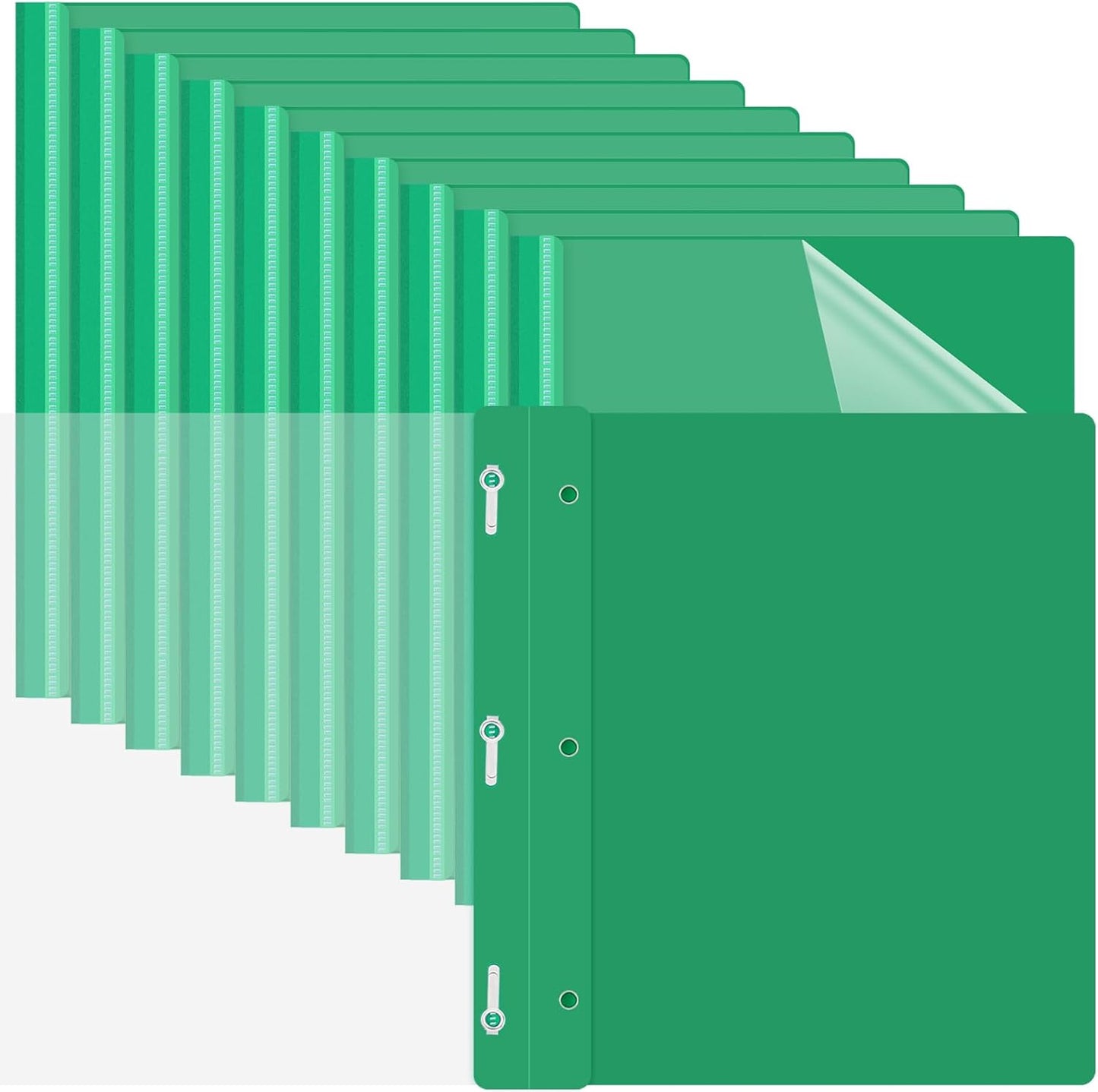 Teling 72 Pack Clear Front Report Covers Bulk Business Report Covers Plastic Presentation Folders Resume Portfolio Folder Paper Binder with 3 Prongs for Presentation Document School Office (Green)