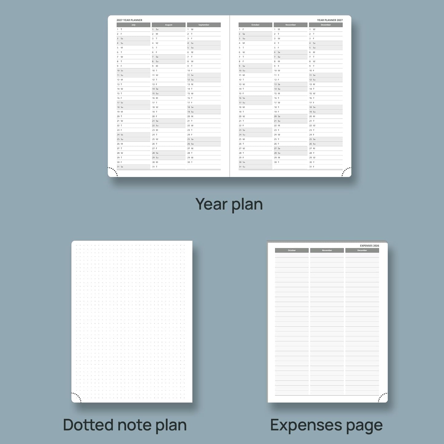 POPRUN 2026 Planner (Medium Size 8.5''x 6.5'' Hardcover) - Daily Weekly and Monthly Calendar Agenda 2026 Appointment Book with Hourly Time Slots, Monthly Tabs, 100 GSM - Haze Blue