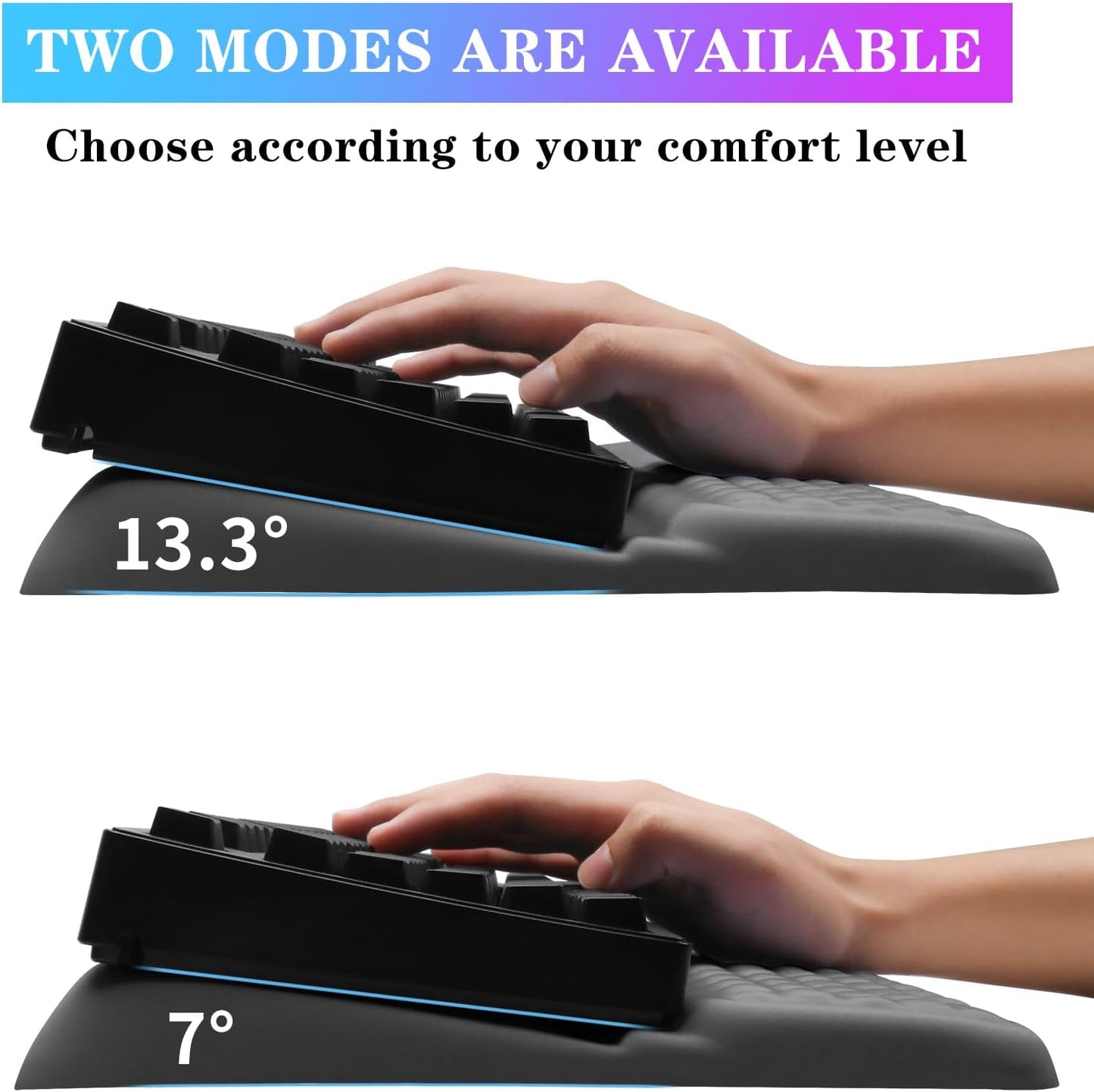 Computer Keyboard Stand with Wrist Rest, Ergonomic Tilted Keyboard Holder - Keyboard Riser with Wrist Pad - Keyboard Tray Support for Office Home - Gray