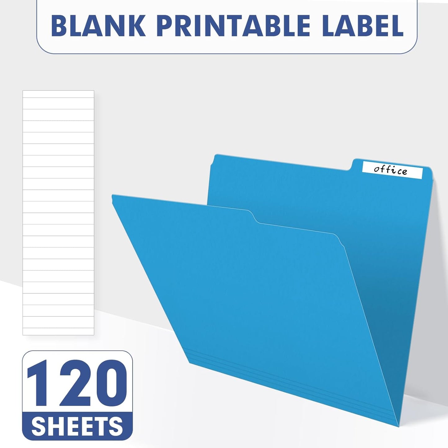 File Folder, PANDRI 120 Pack File Folder, 1/3 Cut Tab, Letter Size, Filing Folder for Office School Business, Blue