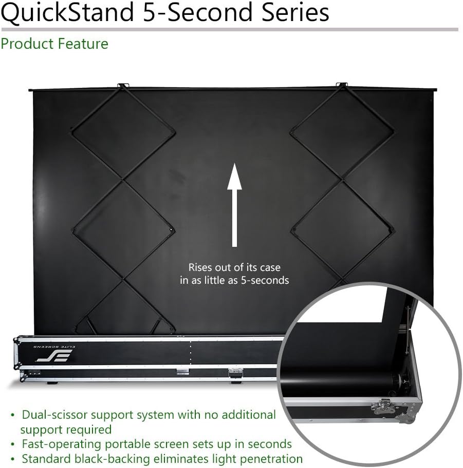 Elite Screens QuickStand 5-Second Series, 150-INCH 16:9, Manual Pull Up Projector Screen, Movie Home Theater 8K / 4K Ultra HD 3D Ready, US Based Company 2-Year Warranty, QS150HD
