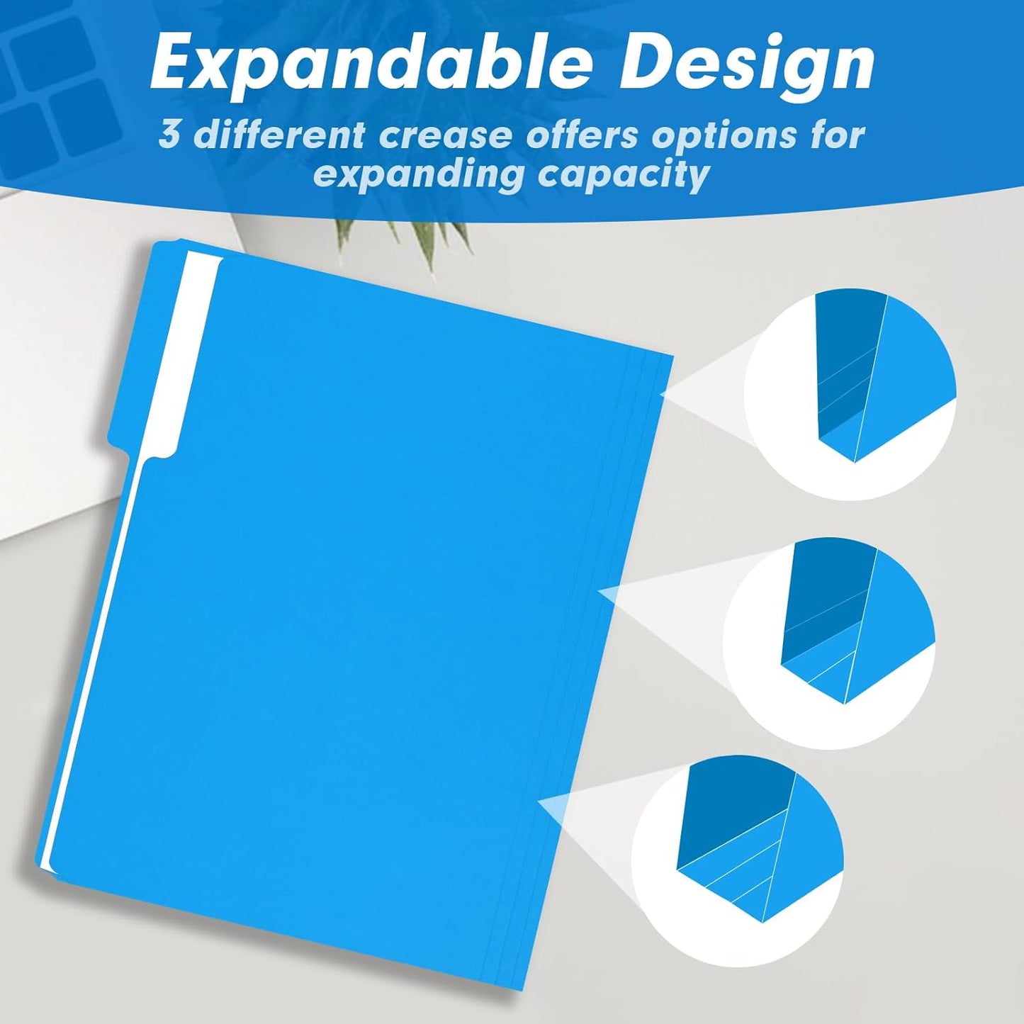 File Folder, RAZCC 100 Pack 1/3 Cut Tab Colored File Folders, File Folder Letter Size for Office Classroom Use, Assorted 5 Colors Folders with Tabs