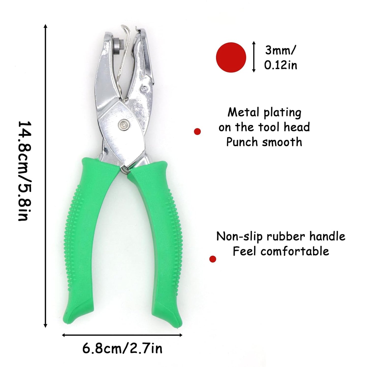 Handheld Round Shape Hole Punch, 1/8 Inch Hole Size, Craft Paper Puncher, Single Pack, Ideal for DIY Projects and Office Use