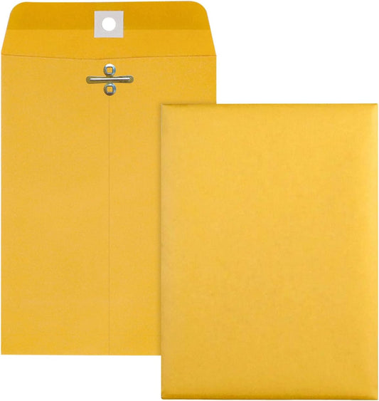 9” x 12” Clasp Envelopes with Gummed Seal Brown Pack of 30
