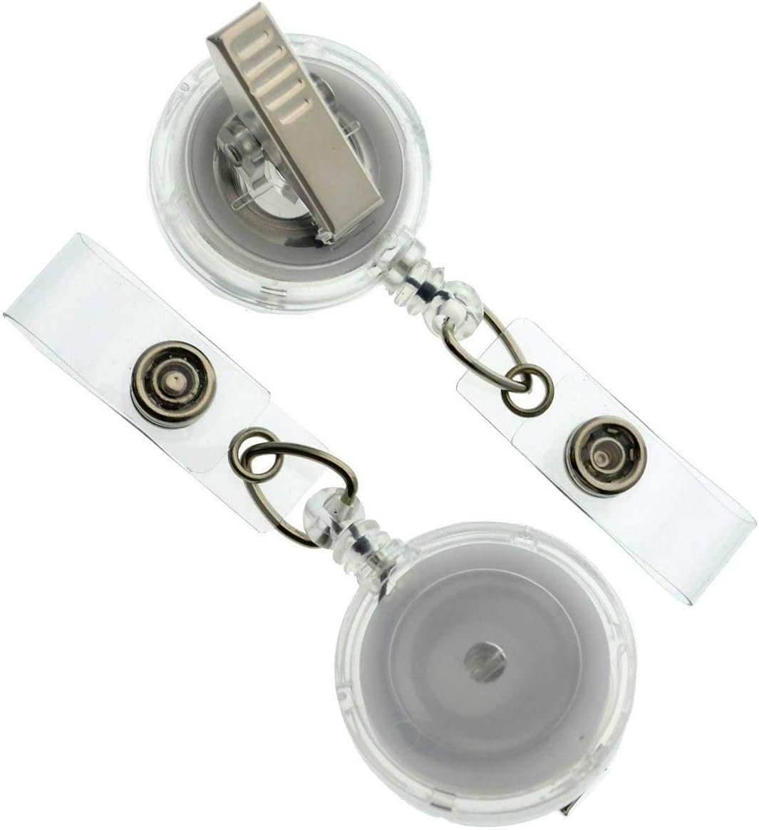 Bulk 100 Pack - Premium Clear Retractable Badge Reels with Alligator Swivel Clip on Back by Specialist ID (Translucent Clear)
