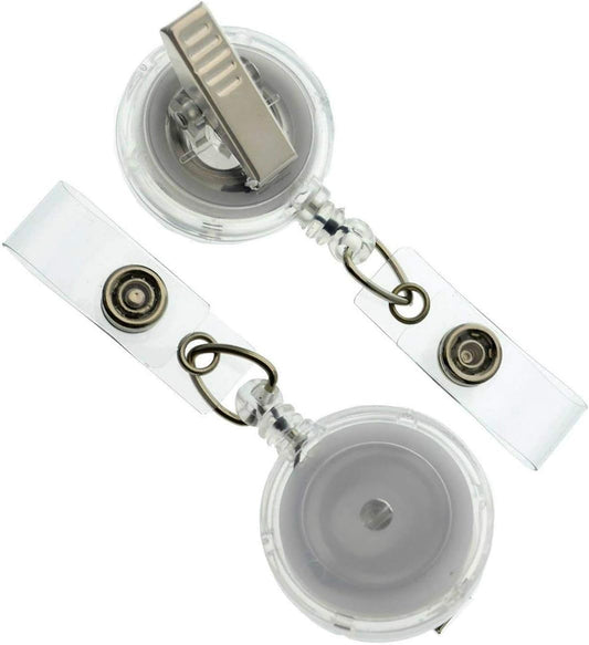 Bulk 25 Pack - Premium Clear (Translucent) Retractable Badge Reels with Alligator Swivel Clip on Back by Specialist ID (Translucent Clear)