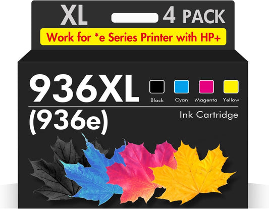 936XL 936 9125e Ink Cartridges Combo Pack: Replacement for HP 936e 936 Ink Cartridges for HP Printers OfficeJet Pro 9125e 9120e 9730e 9130 9135e 9122e 9128e 9110b 9120b 9130b 9130e
