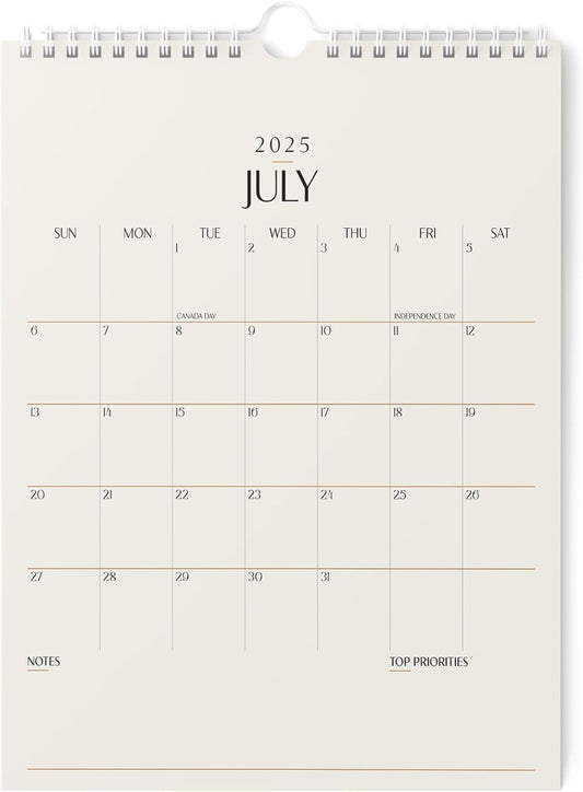 Karto Wall Calendar 2025-2026 - Vertical 8.5x11 inch July 2025 to December 2026 - Boost Your Productivity and Easy Planning with the Aesthetic Monthly Calendar - Beige
