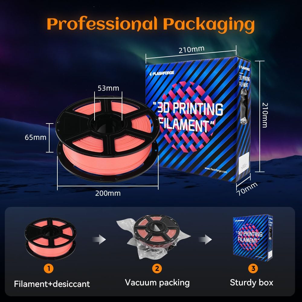 FLASHFORGE Glow in The Dark Rapid PLA Filament 1.75mm, High Flow Speedy 3D Printer Filament Luminous Red, Max 500mm/s High-Speed Printing, High Brightness and Long-Lasting Glowing Effect