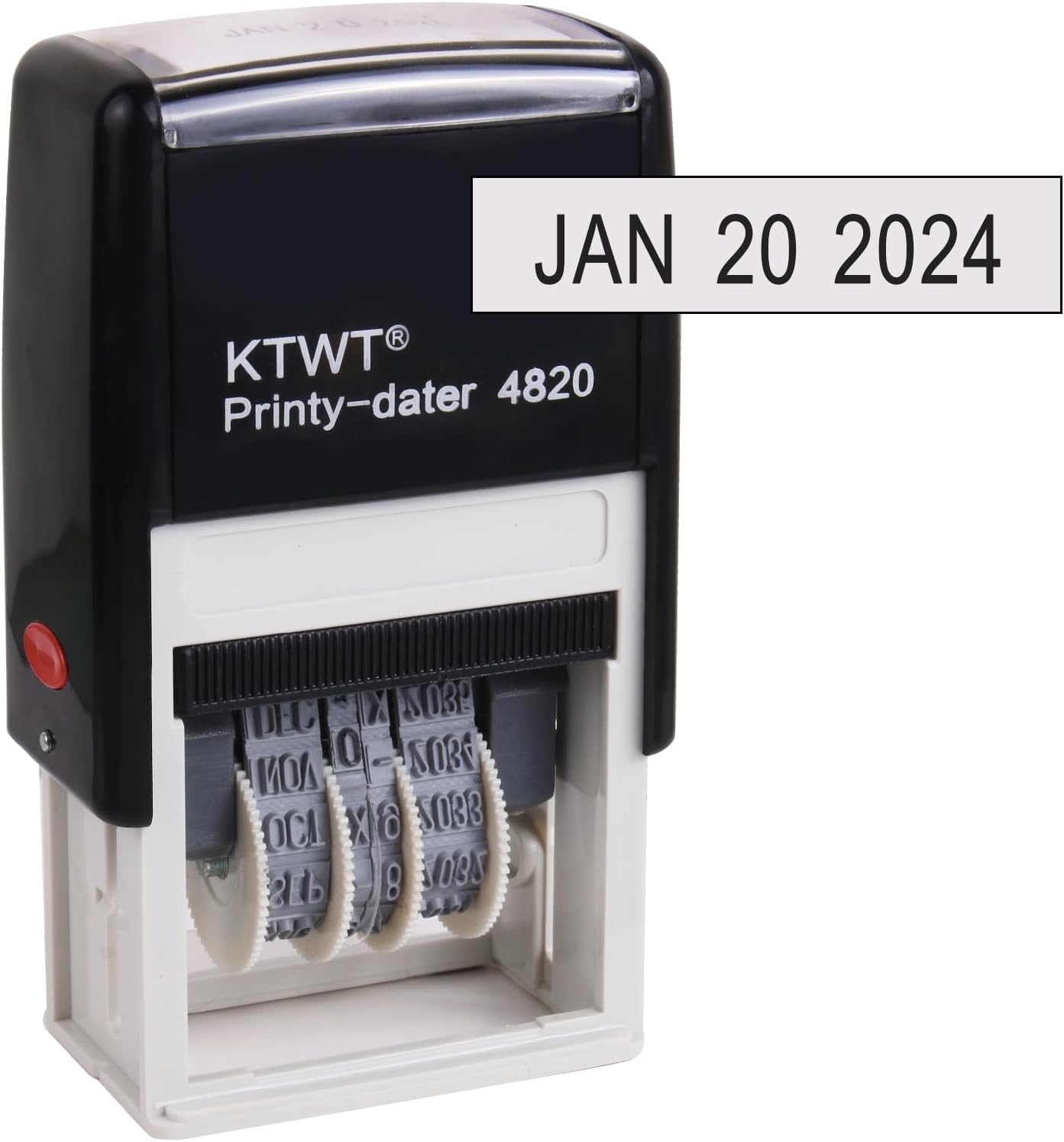 KTWT Self Inking Date Stamp Printy 4820 - Black Ink, Months in Letters, Characters 4mm, Imprint Black, Great for Shipping, Receiving, Expiration and Due Dates