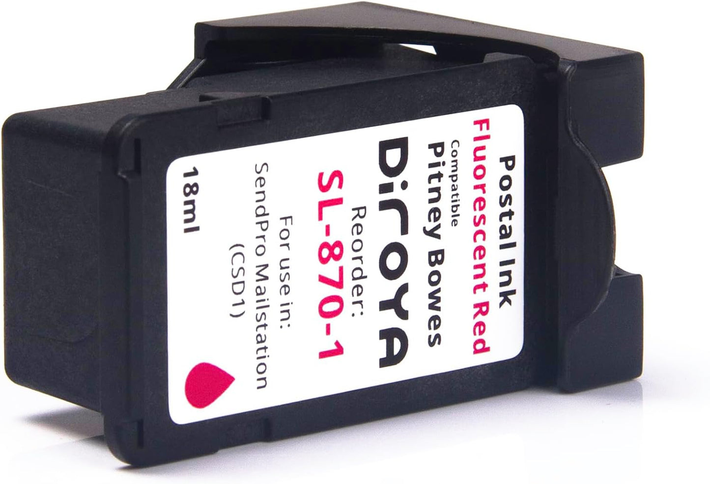 SL-870-1 Ink Cartridge 18ML High Yield Replacement for Pitney Bowes SendPro Mailstation Fluorescent Red Postage Ink (CSD1) (1 Pack)
