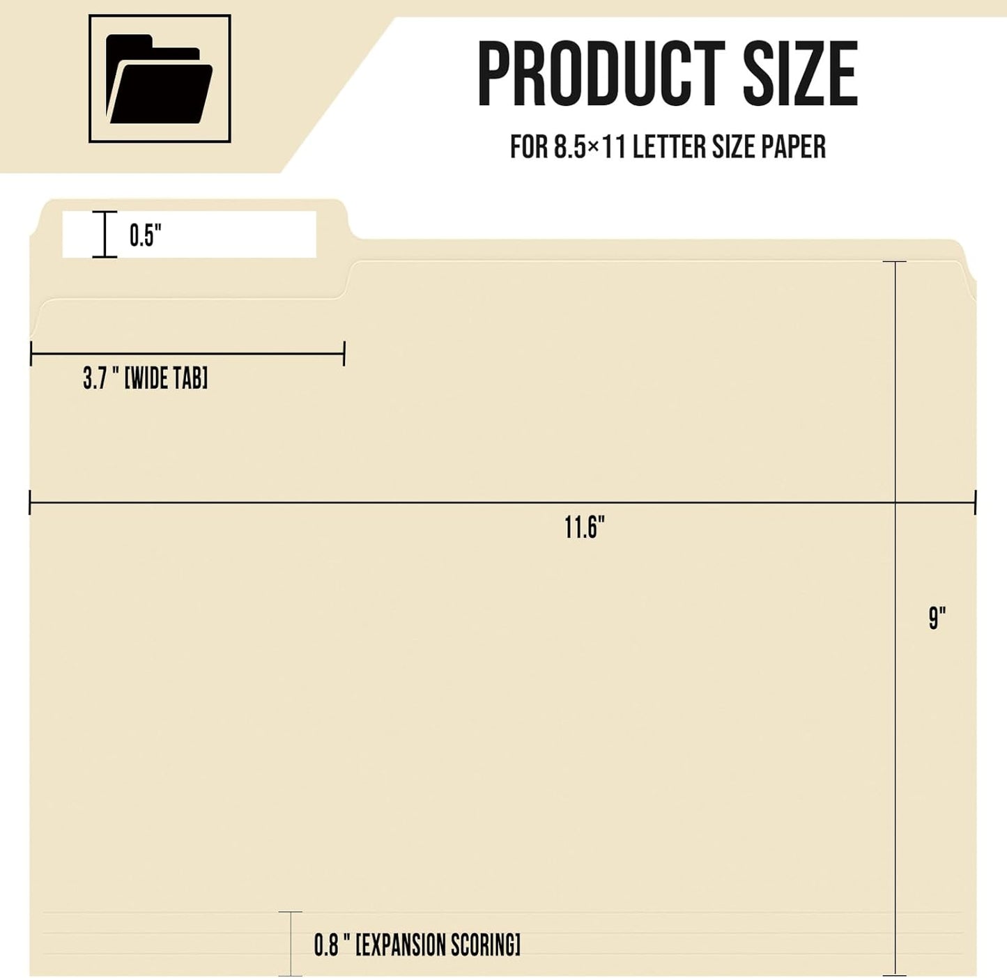 File Folders,IntoJoy 120 Pack Colored File Folder Letter Size, 1/3 Cut Tab Filing Folders for Office School Business File Document Organization,Manila