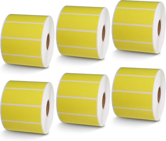 BETCKEY - 2.5" x 1" Multipurpose & Barcode Labels Compatible with Zebra & Rollo Label Printer,Premium Adhesive & Perforated[Yellow, 6 Rolls, 8280 Labels]