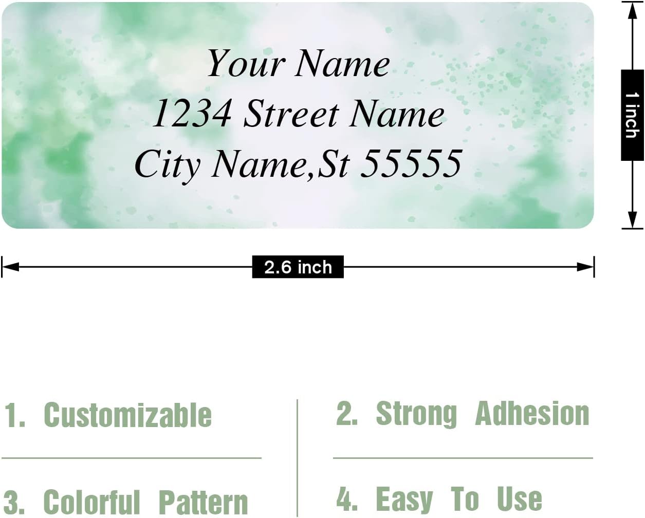 Return Address Labels - Personalized Labels, Custom Colorful Patterns, Can Be Used for Box, Paper, Plastic, Glass, Metal (2.6x1 Inch, Set of 400, Glossy Vinyl) 2.6''x1''