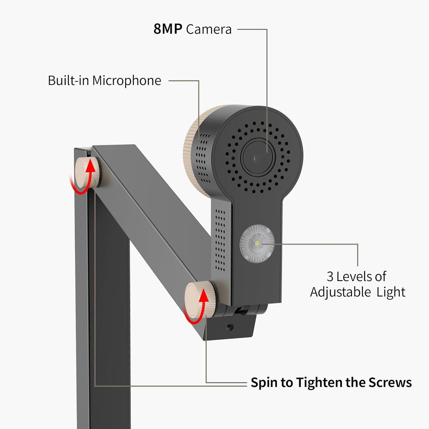 CZUR Fancy Pro 8MP USB Document Camera for Teacher, 4K Webcam with Microphone and LED Light, Up to 60fps, Auto Focus, for Remote Teaching, Live Streaming, Web Conference, for Mac and Windows