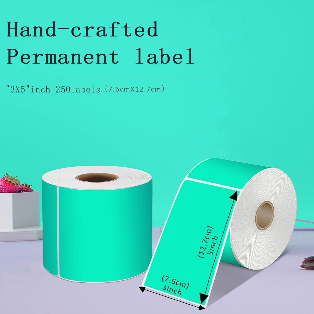 PARLAIM 3 X 5 Inch Rectangle Adhesive Color Coding Stickers,Square Aqua Inventory Stickers -250 Per Dispenser Box