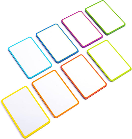 Availey 40 Pieces (3 x 2") - Colored Border Magnetic Dry Erase Labels - Reusable Strips for Classroom Home Office Garage - Refrigerator Blank Writable Erasable Cards - Name Tags Students Locker Shelf