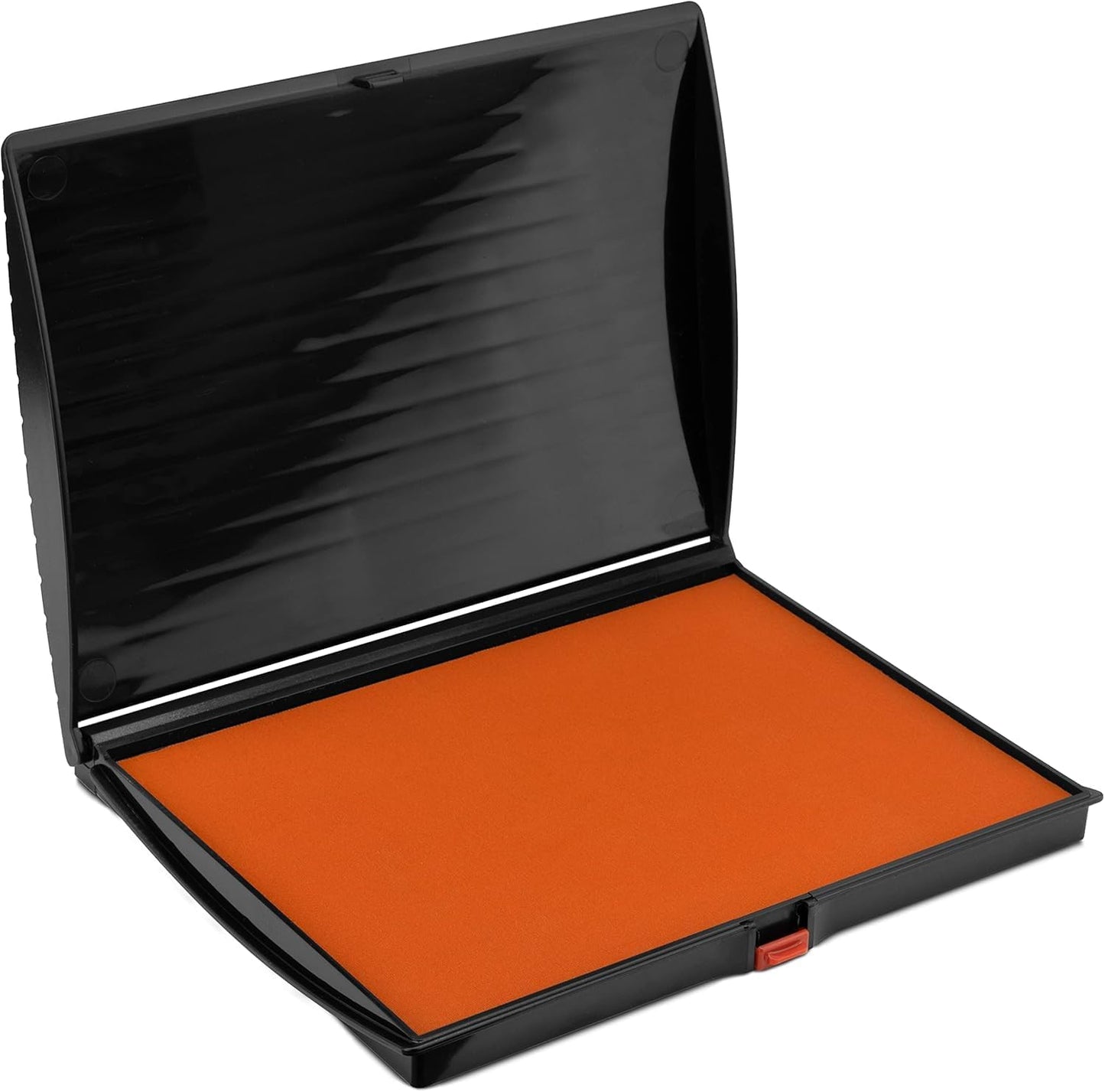 Large Premium Orange Ink Stamp Pad - 5" by 7" - Quality Felt Pad - Case with Closing snap